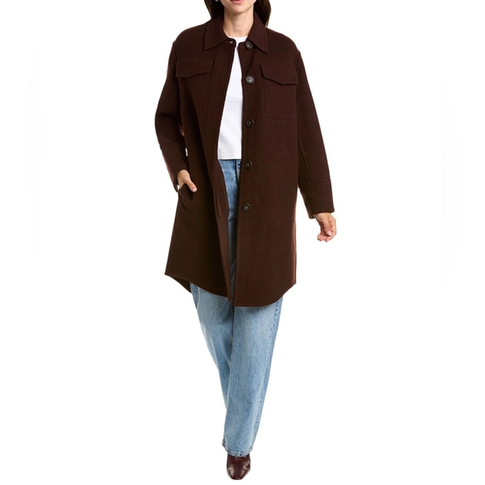 Vince Double Pocket Wool Blend Coat Brown NWT Size 1X